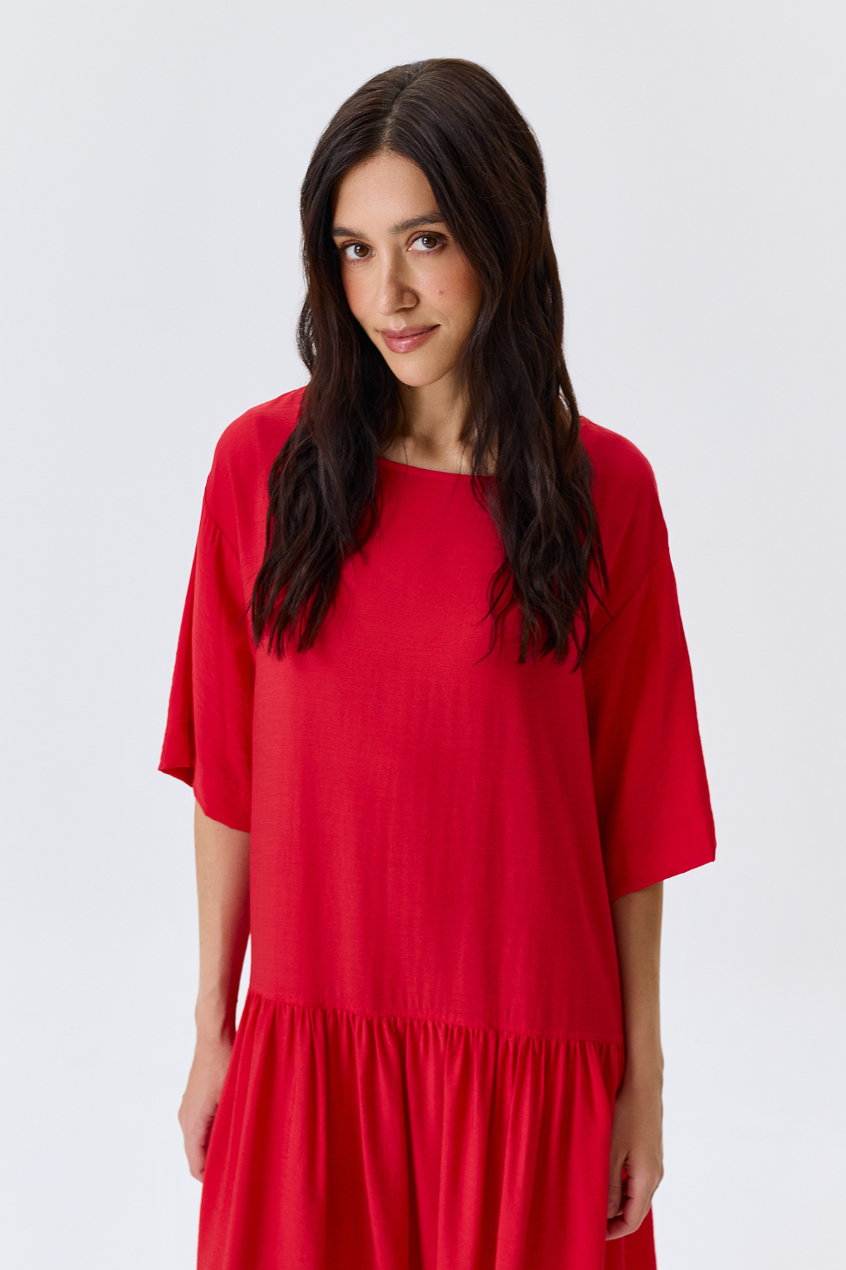 Платье летнее длинное с поясом, 40