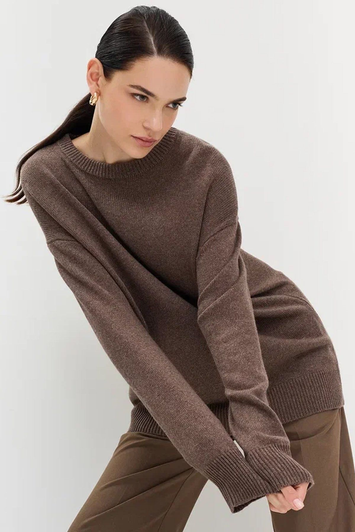 Джемпер из ангоры свободного силуэта в цвете какао, 52р