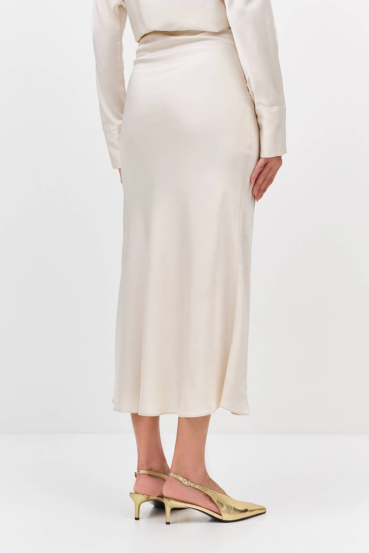 Лимитированная серия шелковистая юбка-макси из 100% вискозы и ремень, 34