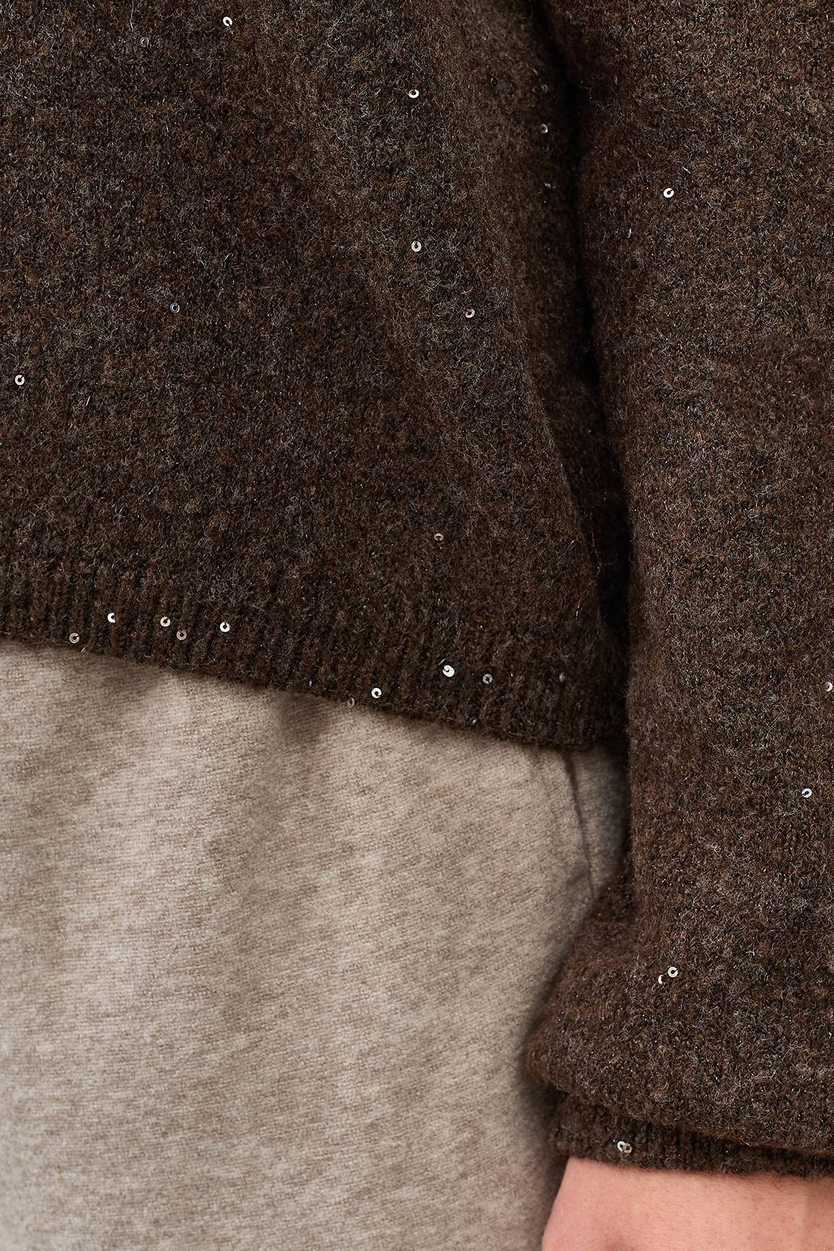 Коричневый джемпер с мерцающим люрексом, 42