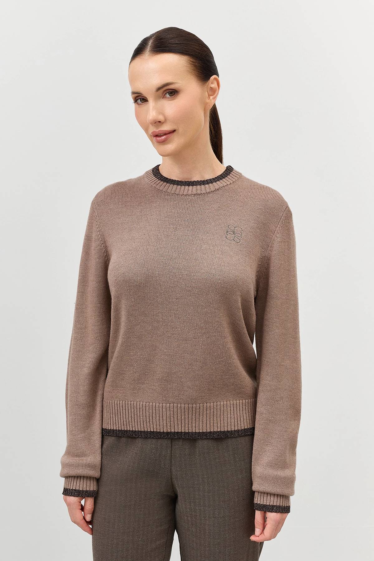 Вязаный джемпер с контрастным кантом, 44