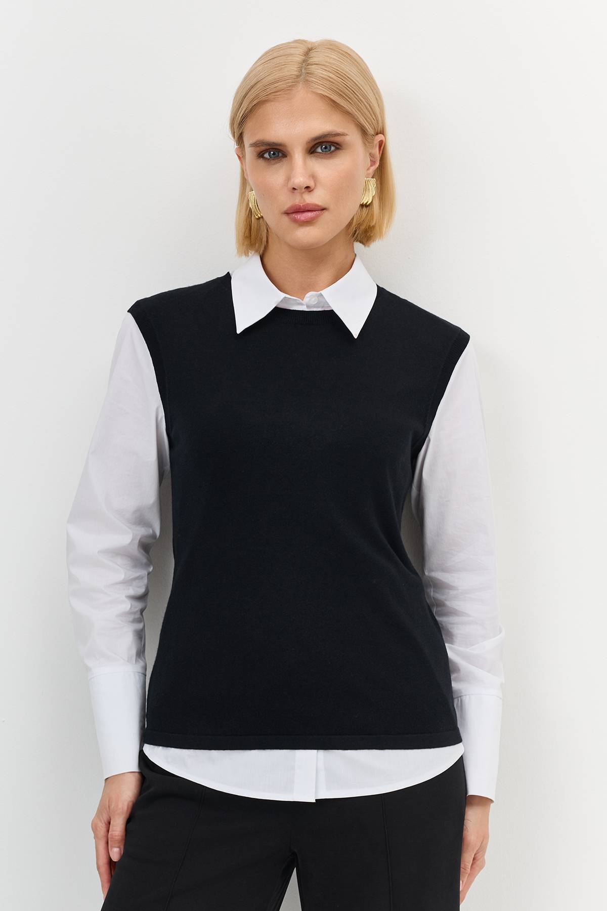 Вязаный топ с шелком, 34