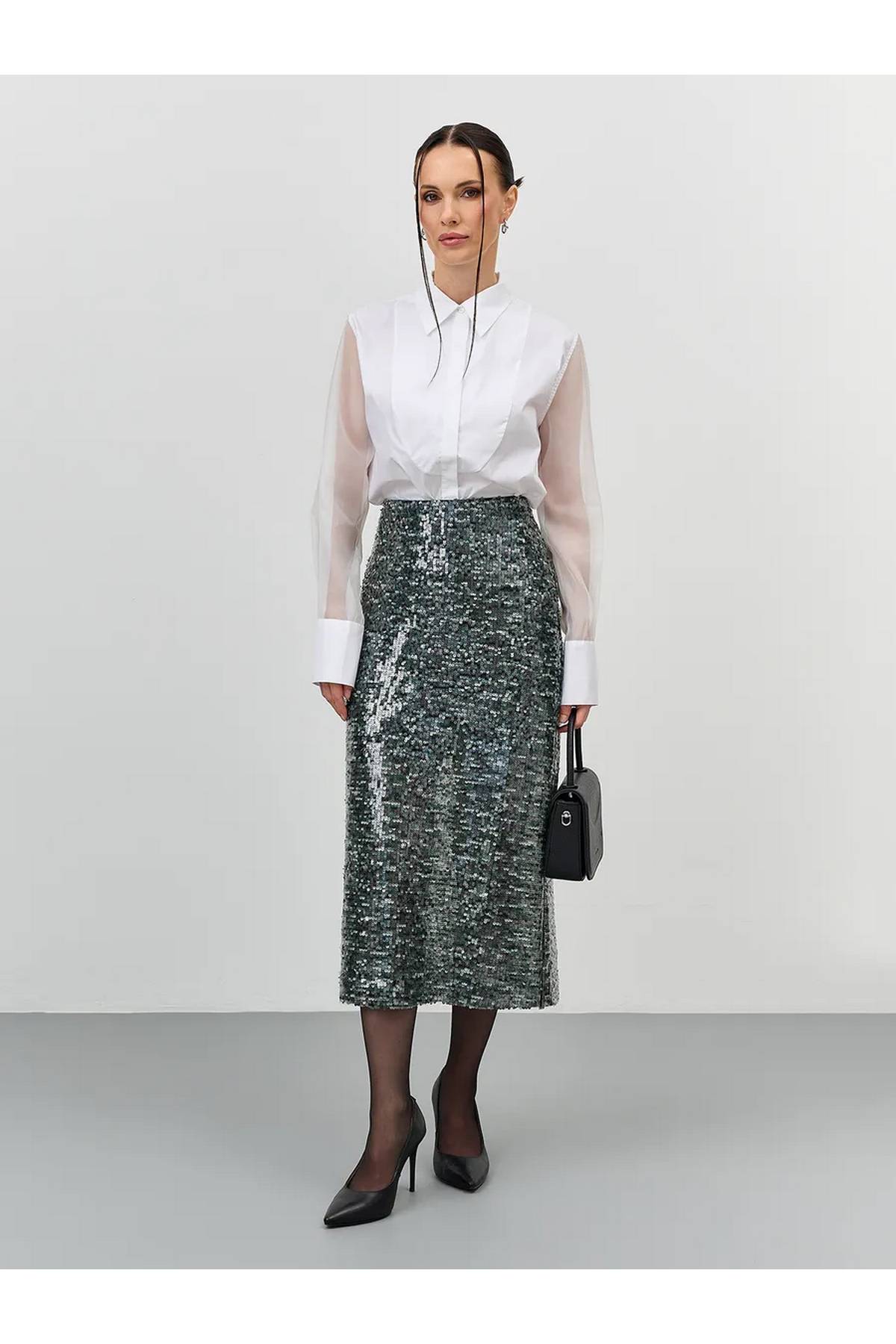 Лимитированная серия юбка с паетками и ремень, 42