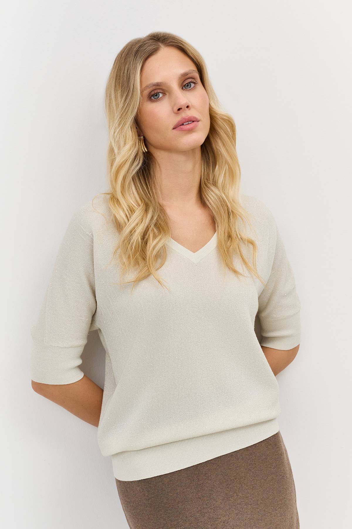 Лимитированная серия черный мерцающий джемпер с шелком и ремень, 34