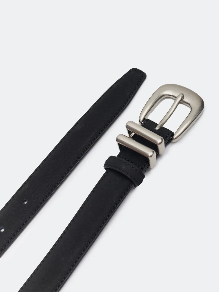 Ремень из натуральной кожи с квадратной пряжкой, M