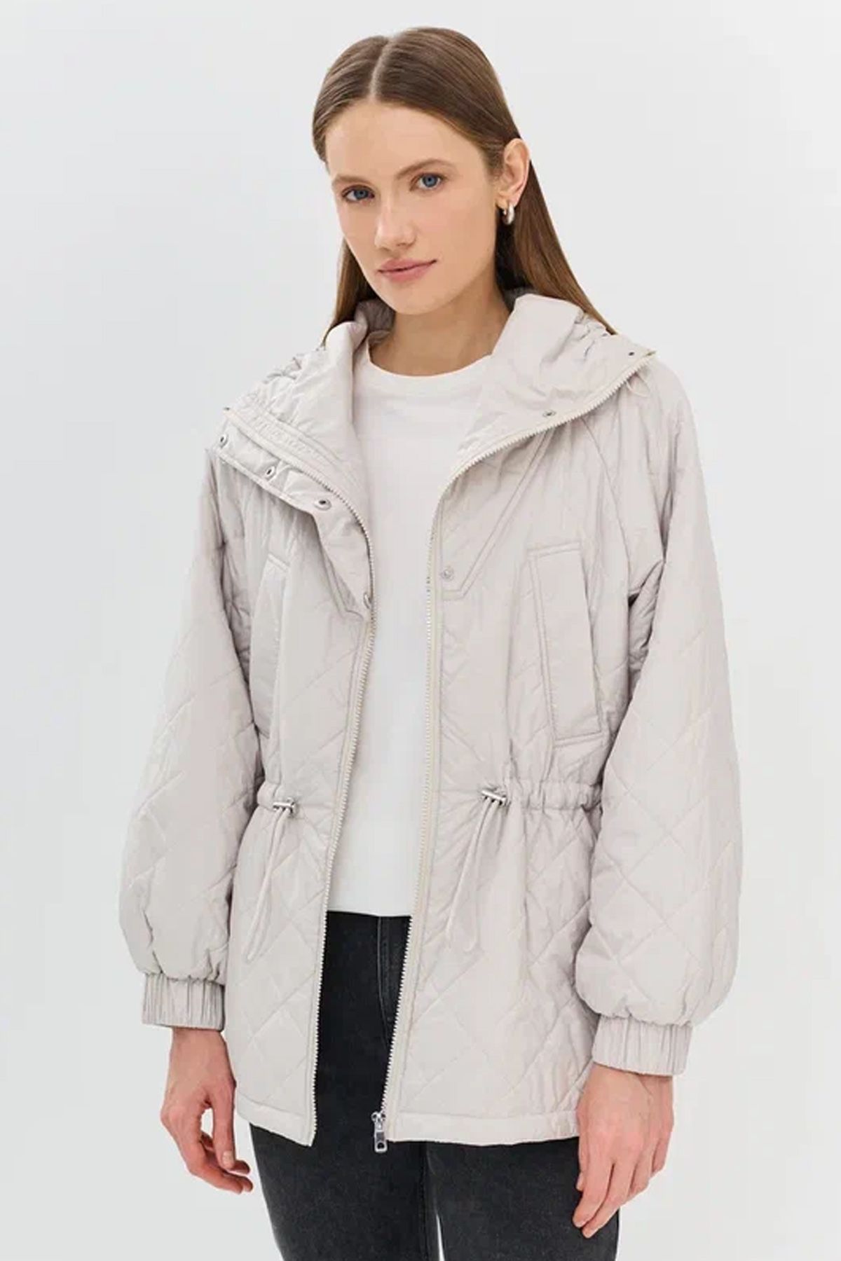 Свободная куртка с высоким воротником стойкой, 40р