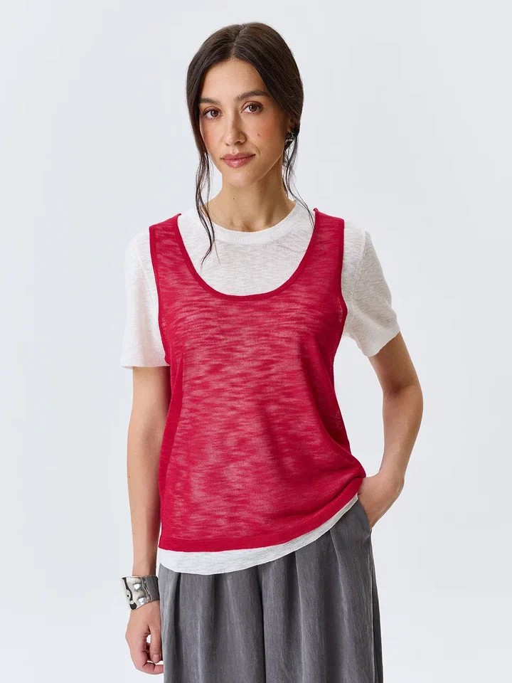 Джемпер тонкий вязаный с топом, 50