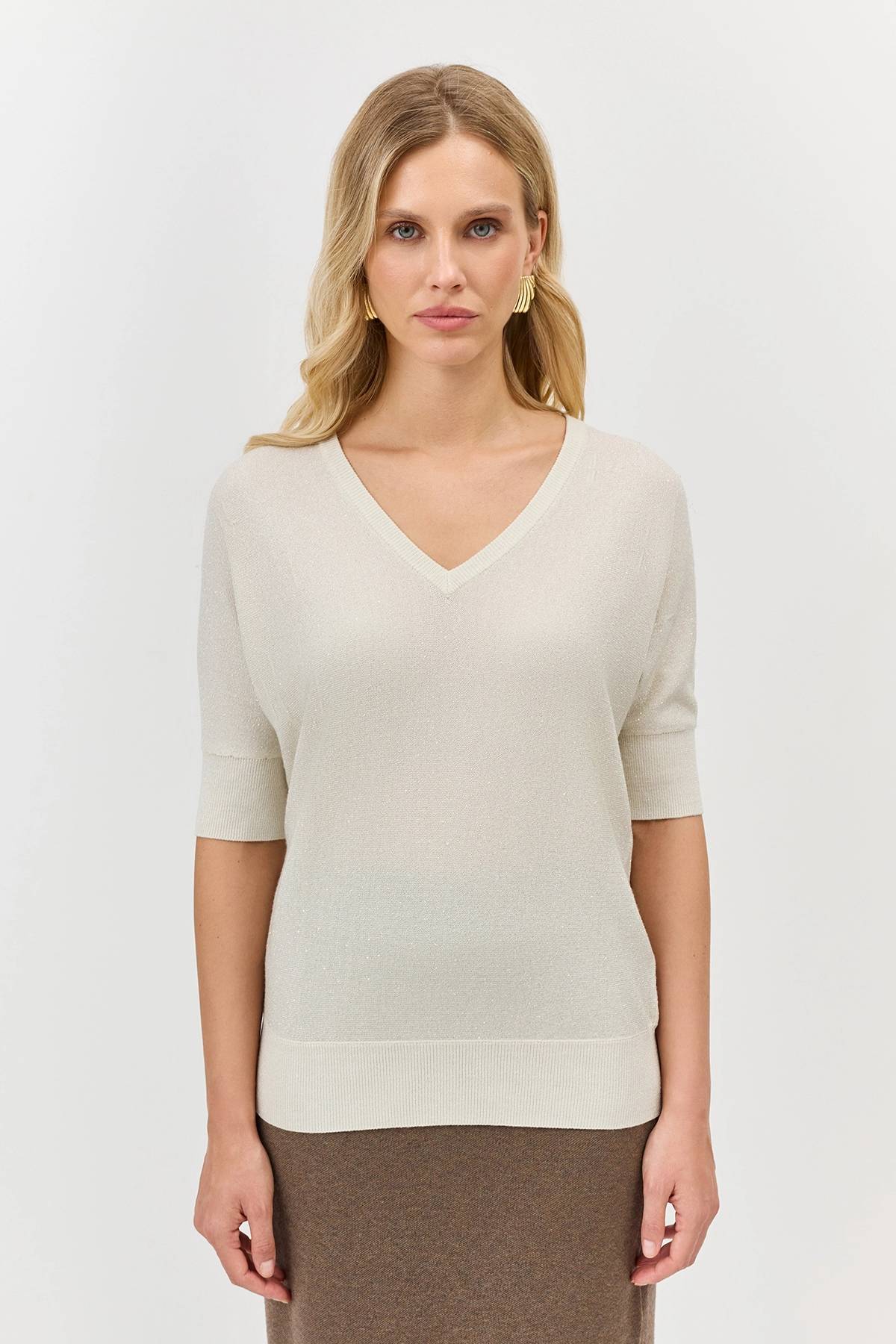 Лимитированная серия мерцающий джемпер с шелком и ремень, 34