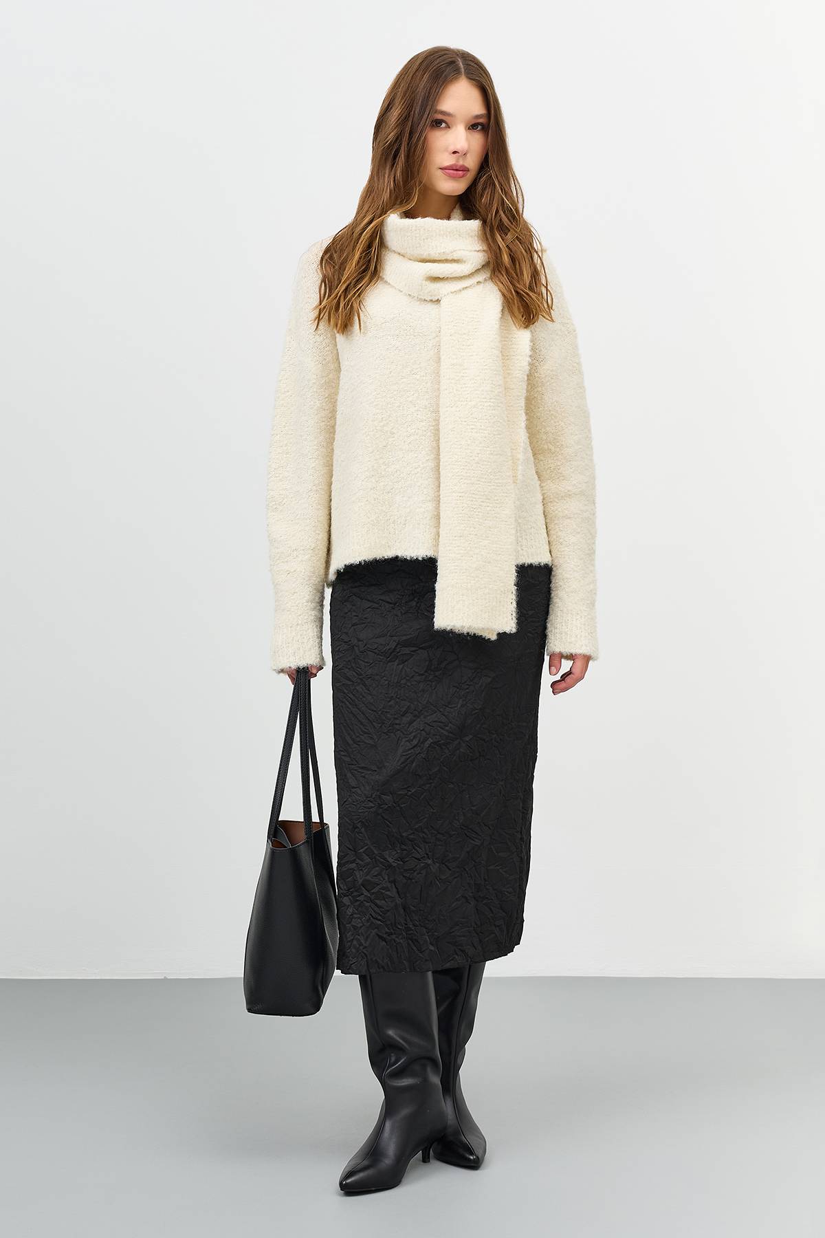 Юбка-плиссе из фактурной ткани, 40