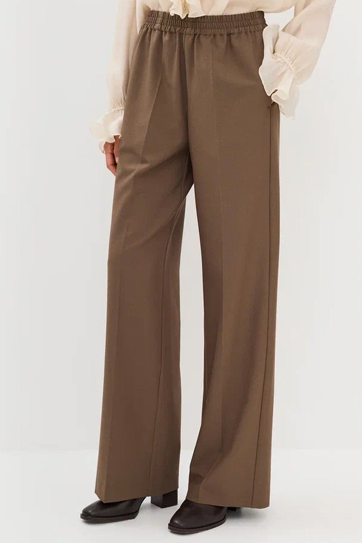 Коричневые брюки с резинкой на талии, 42р