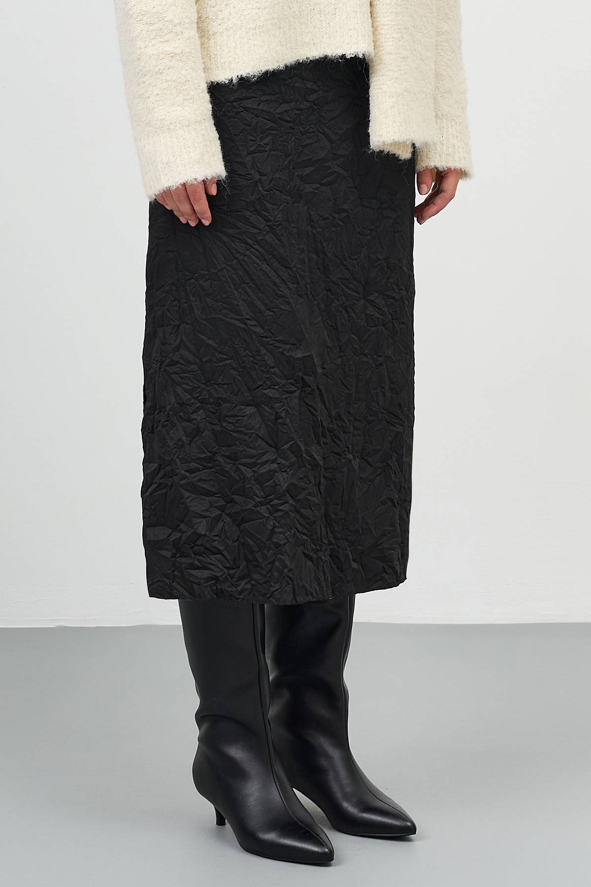 Юбка-плиссе из фактурной ткани, 40