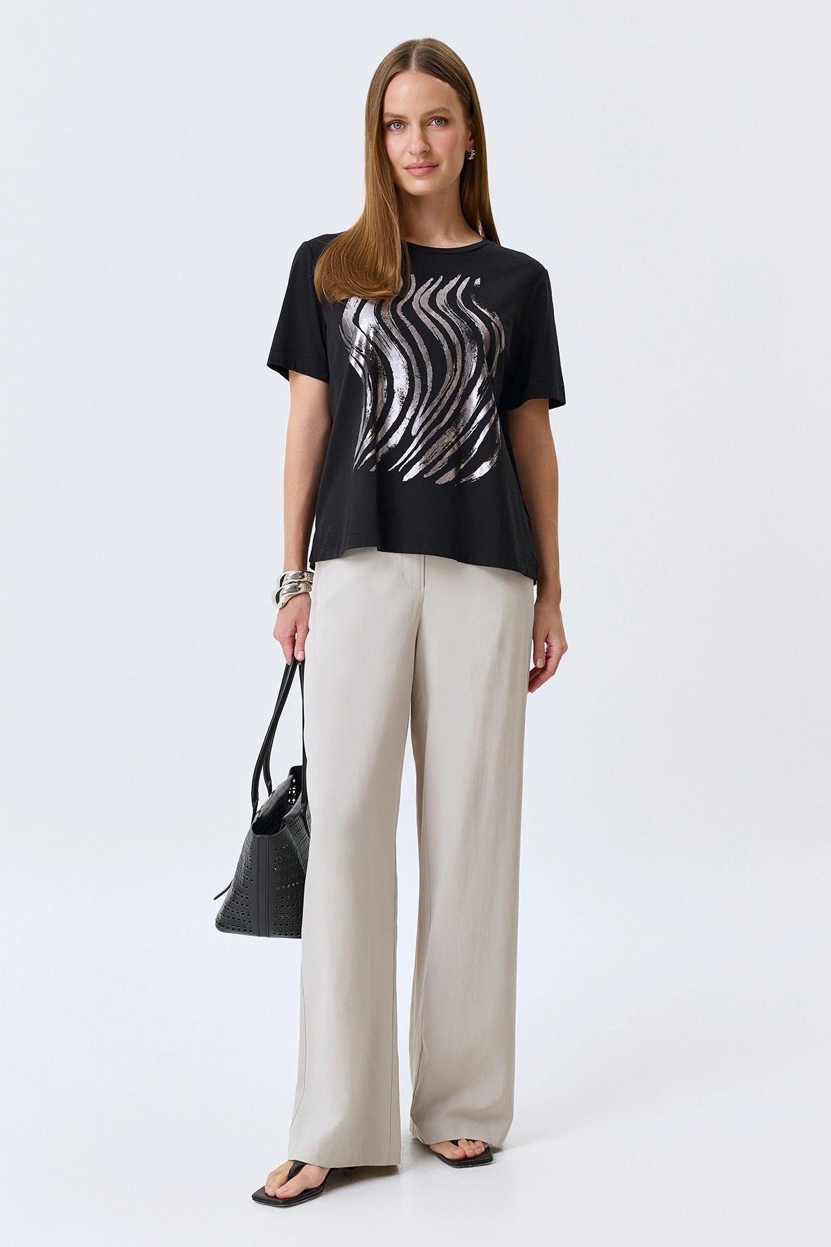 Футболка с металлизированным принтом, 46