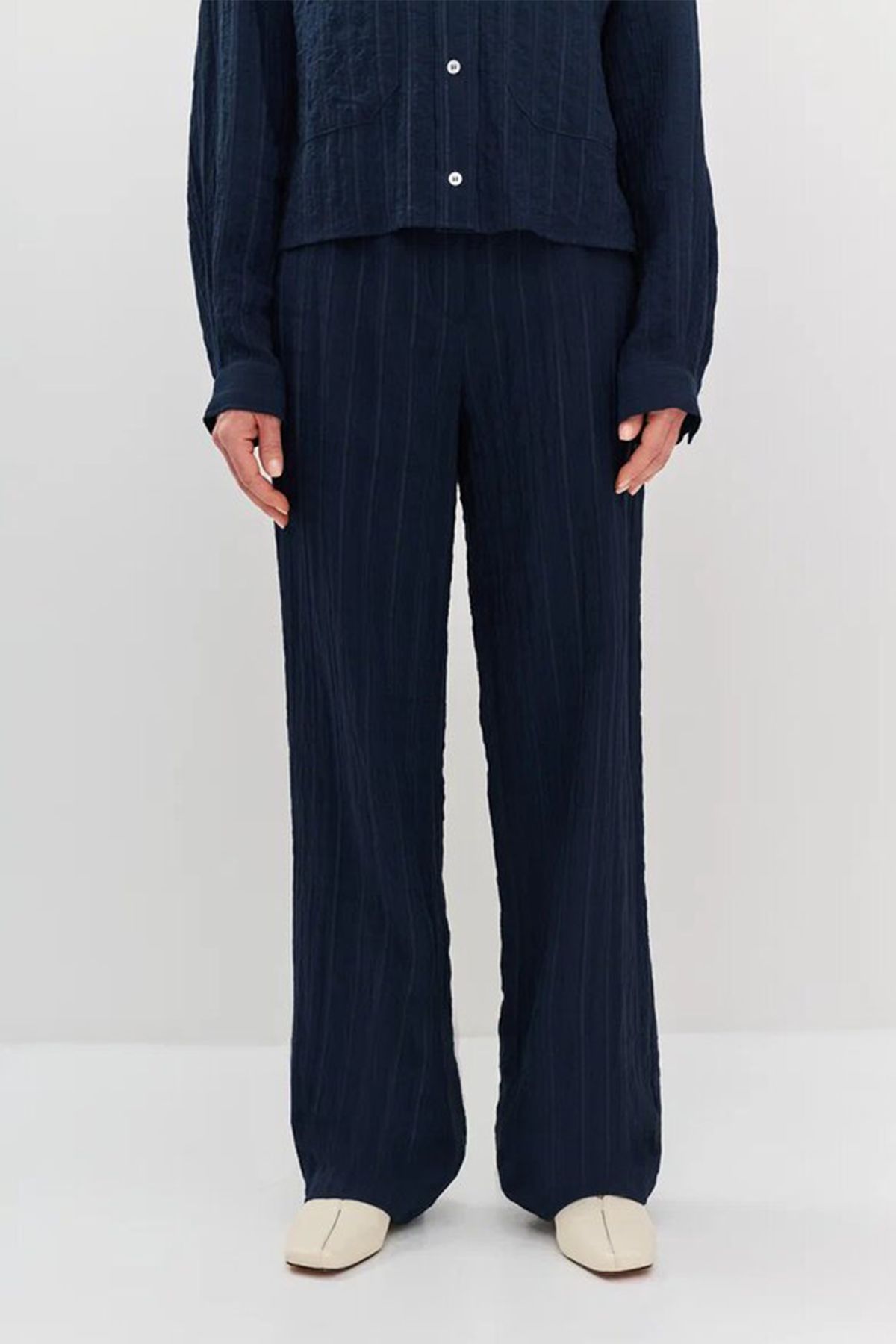 Широкие брюки из тенселя в полоску, 44р