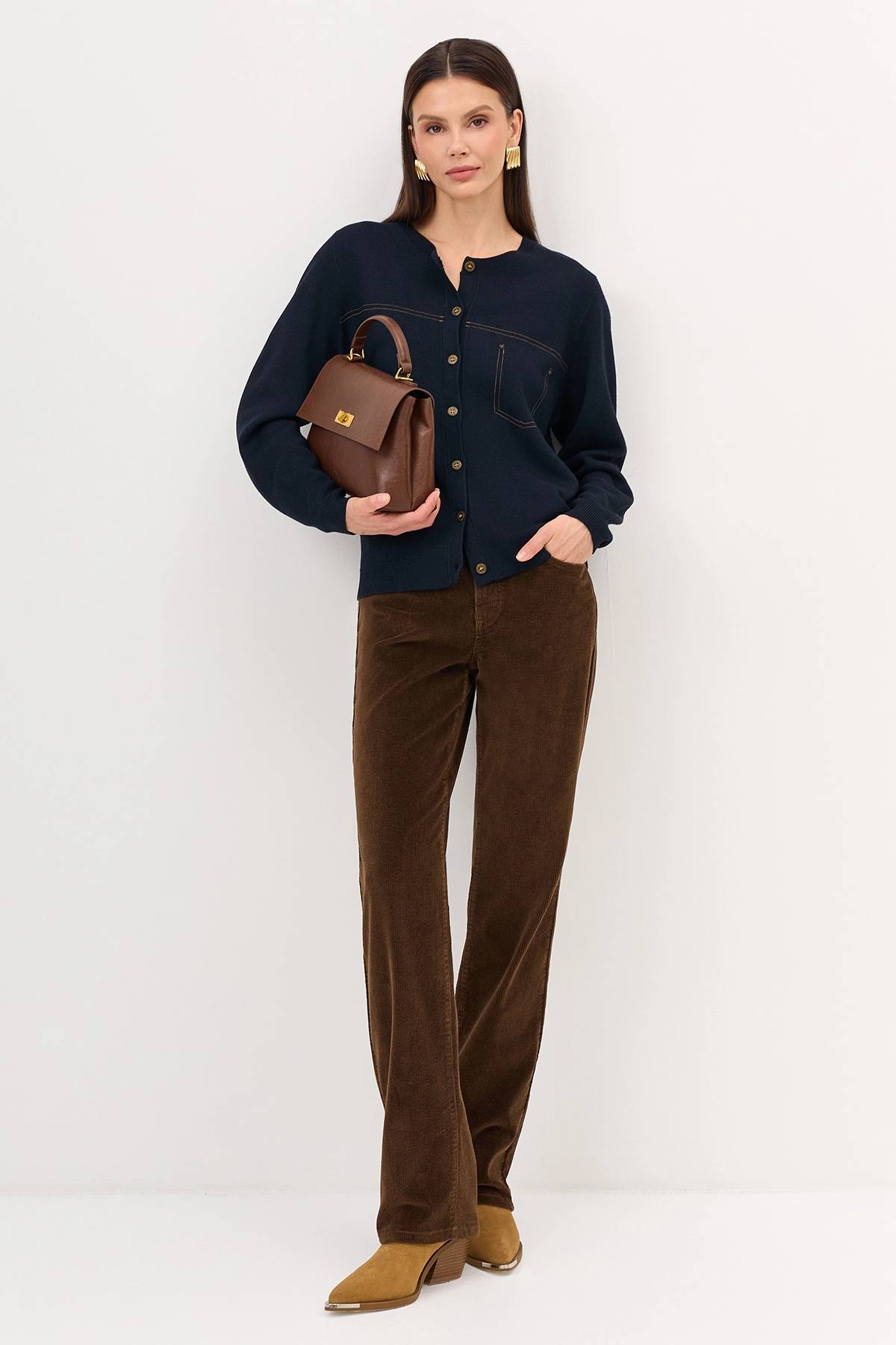 Кардиган с контрастными строчками, 34