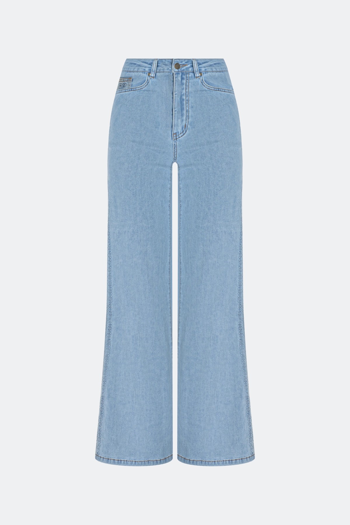 Джинсы Wide leg с деликатными лампасами, 42
