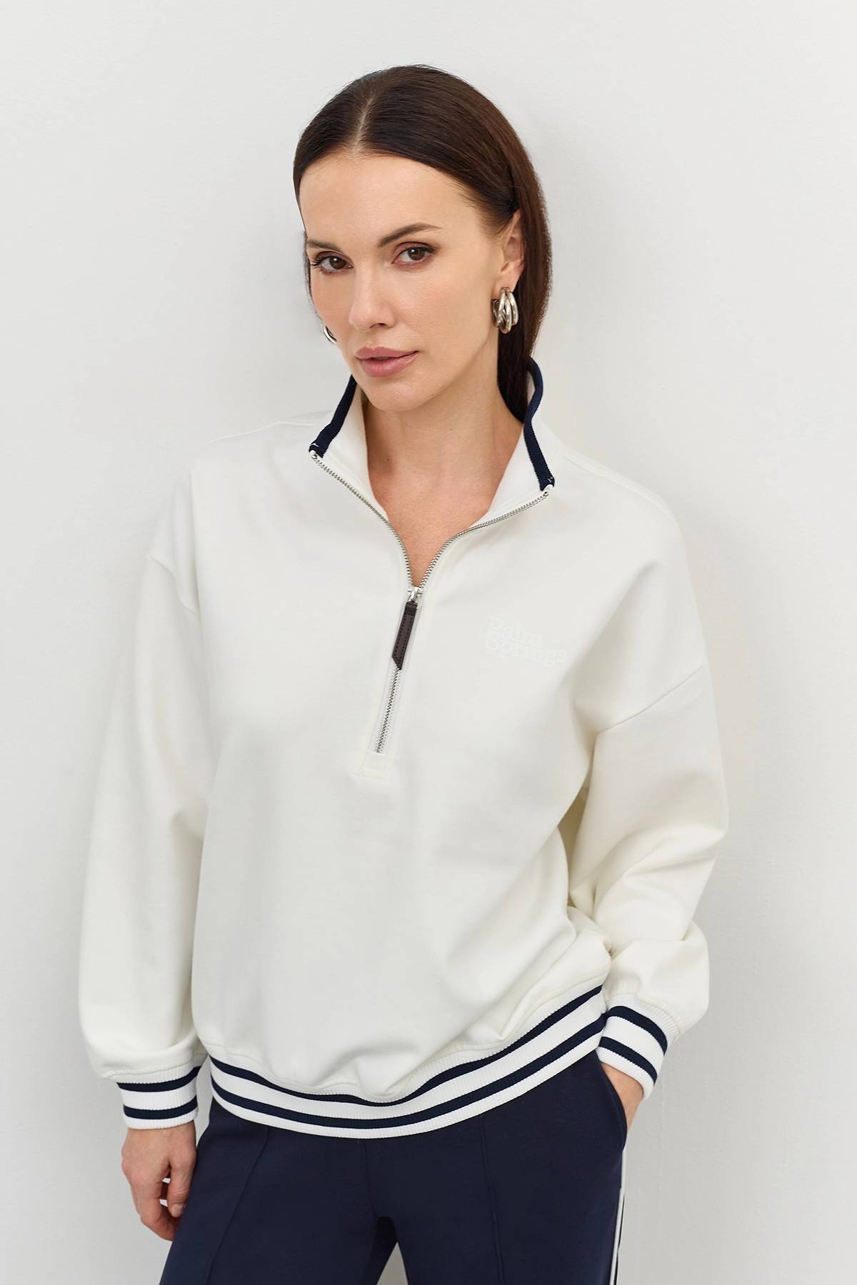 Лимитированная серия светлый джемпер с короткой молнией и ремень, 42