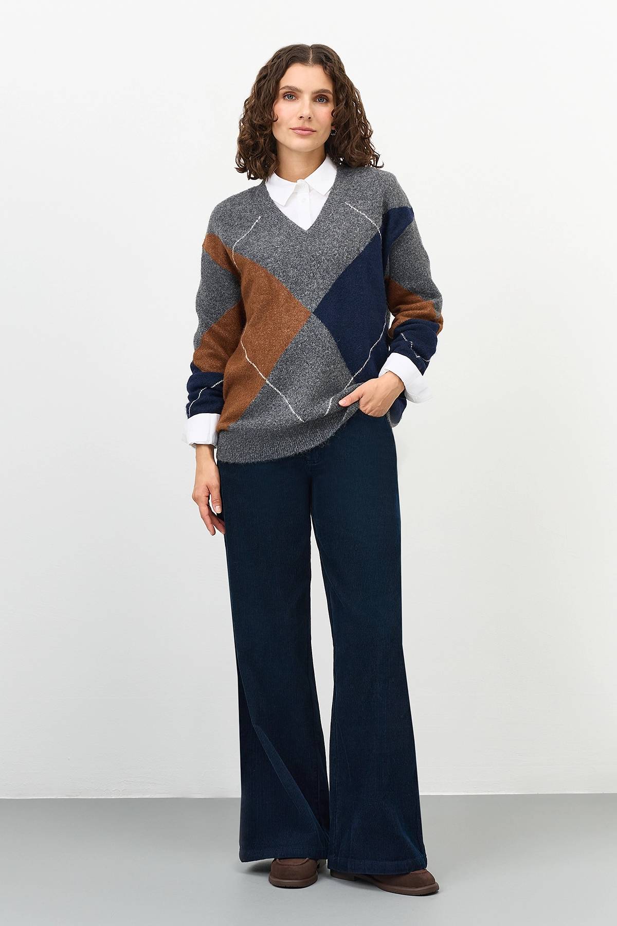 Свитер с узором "аргайл", 40