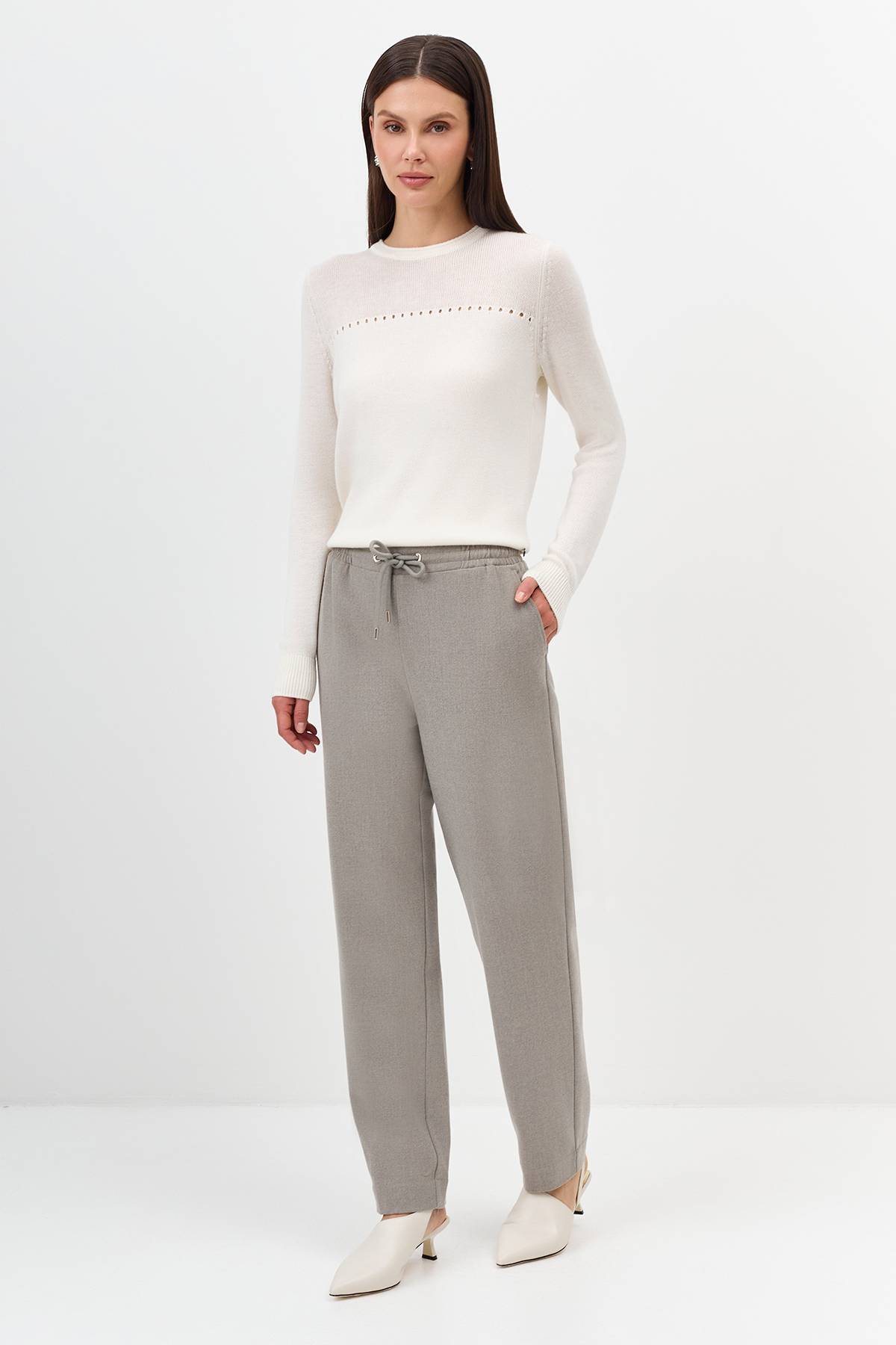 Лимитированная серия комфортные брюки с шерстью и ремень, 34