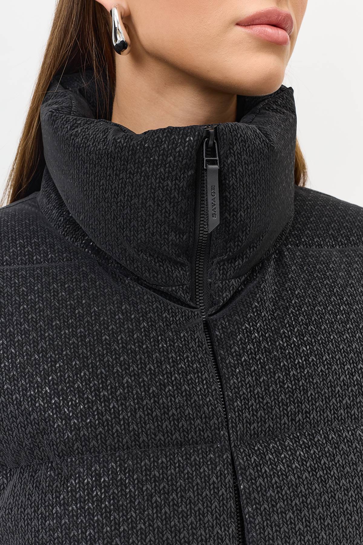 Лимитированная серия куртка с имитацией вязаной фактуры и палантин, 48