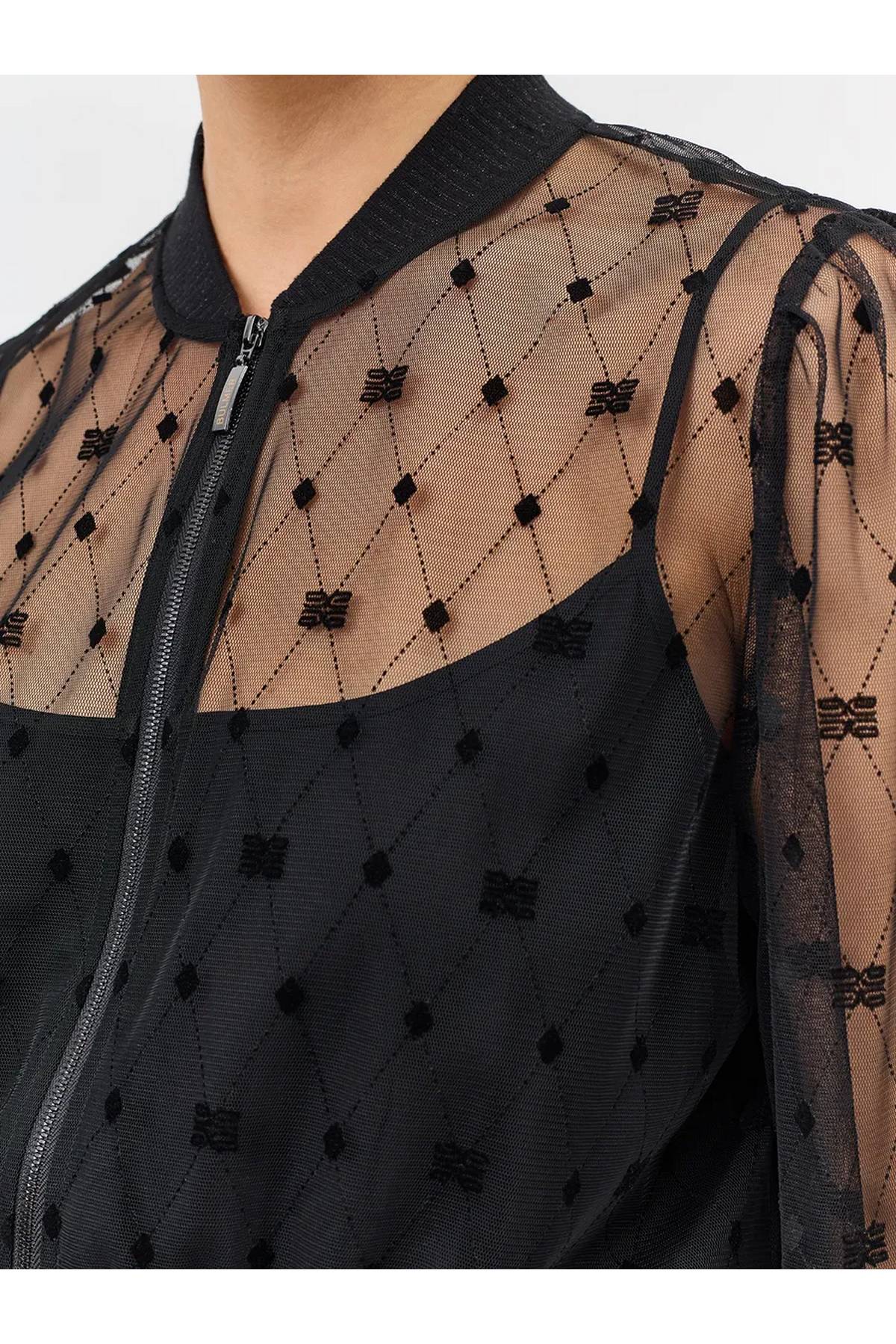 Лимитированная серия эффектный бомбер из прозрачной сетки и ремень, 34