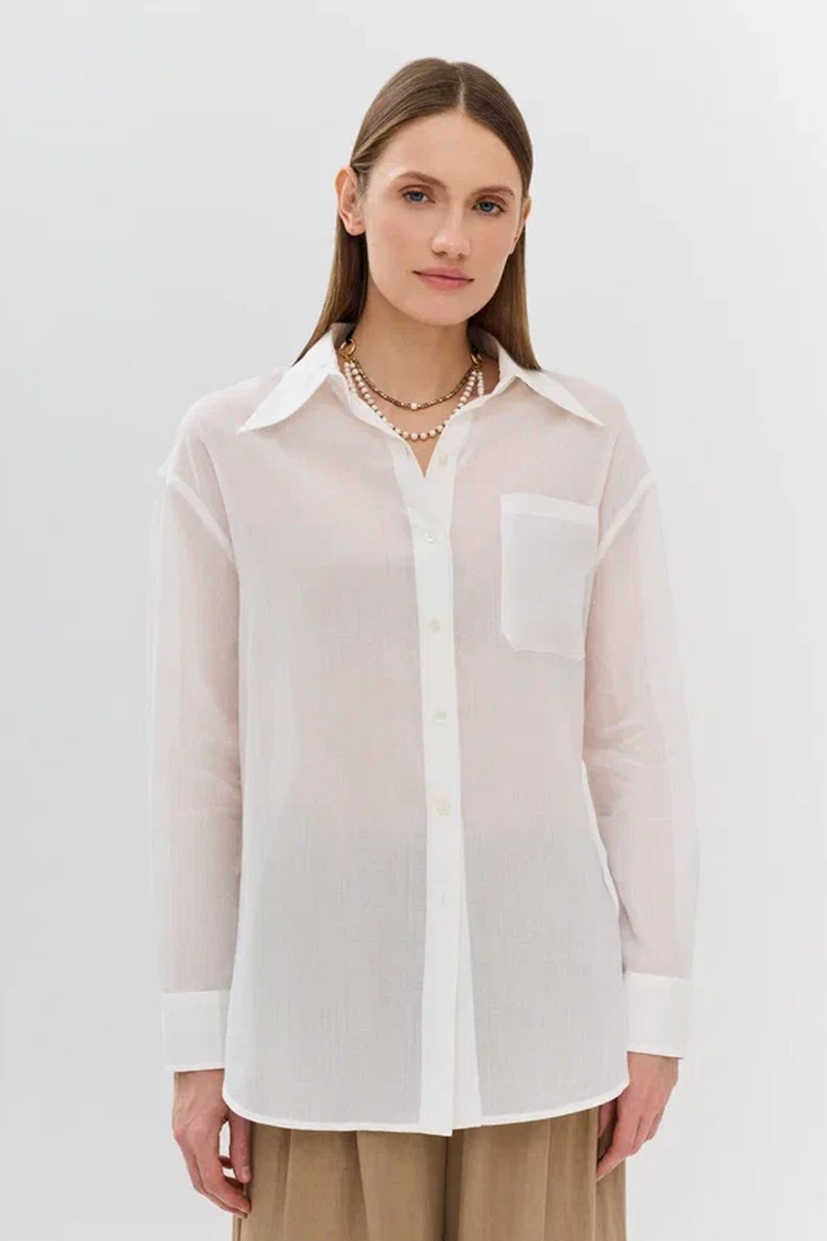 Объёмная блузка из полупрозрачной ткани, 48р