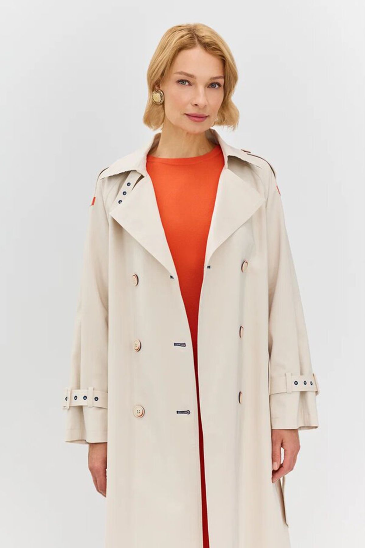 Изящный плащ миди с ремнем, 52р