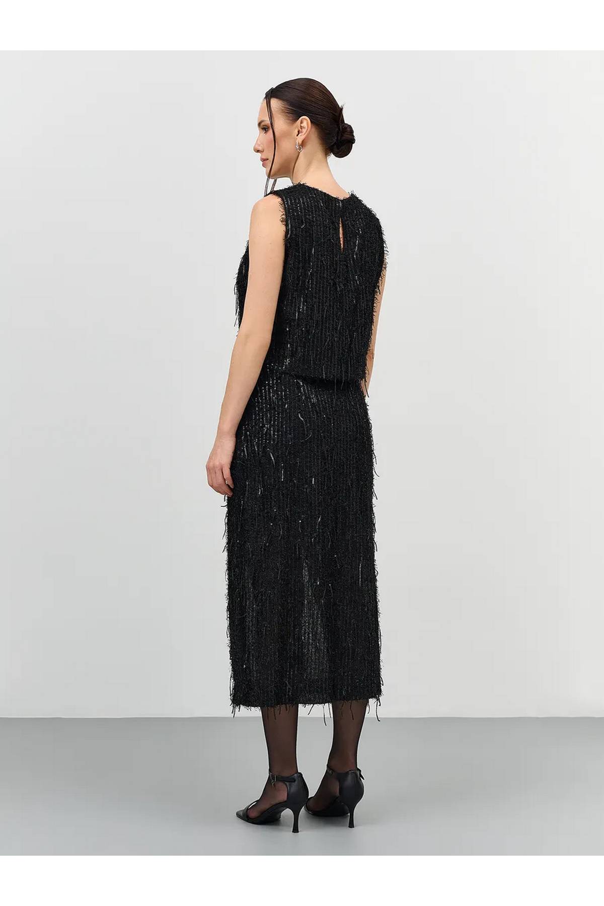 Лимитированная серия юбка миди с пайетками и бахромой и ремень, 40