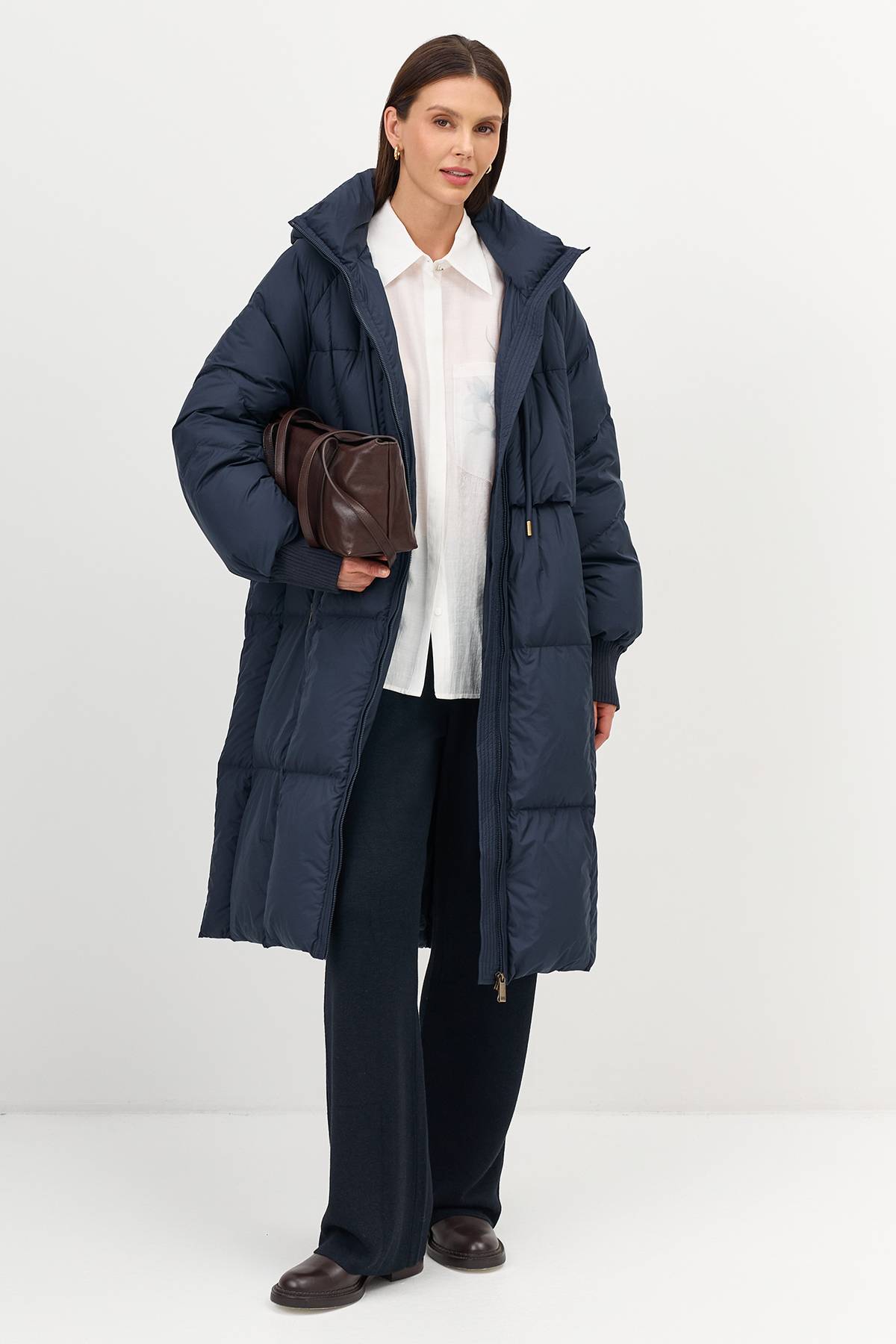 Лимитированная серия теплый пуховик с капюшоном с палантином, 42