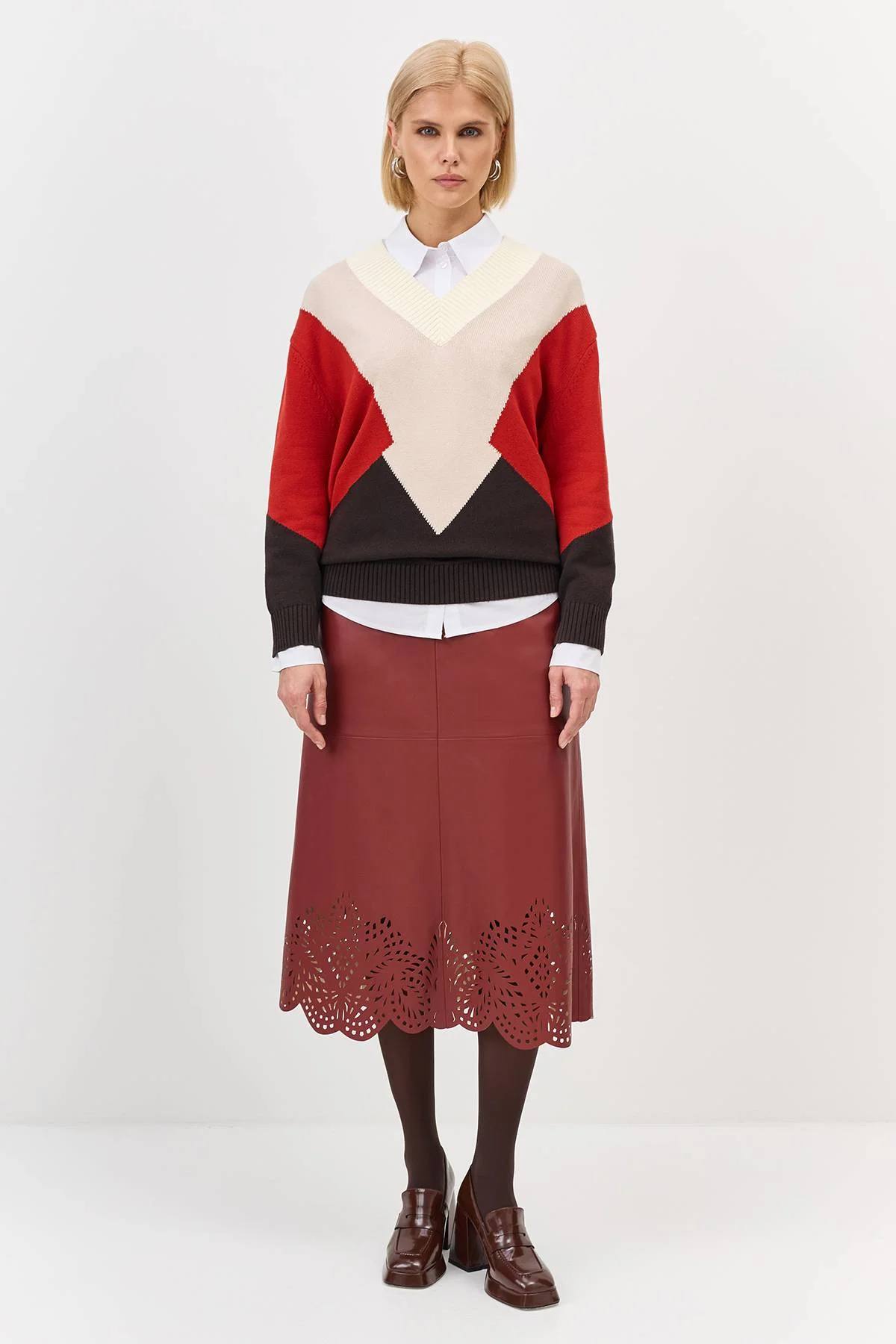 Джемпер в стиле color block, 36