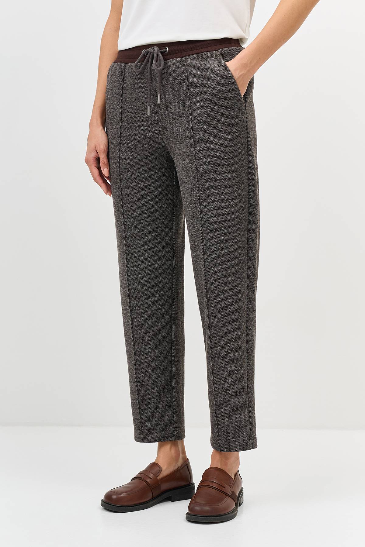 Лимитированная серия теплые брюки с застроченными стрелками и ремень, 40