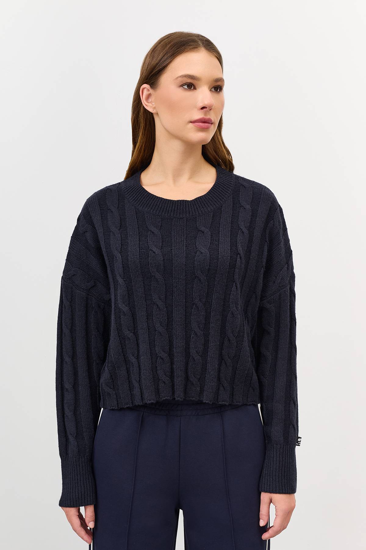 Лимитированная серия укороченный джемпер с косами и ремень, 40