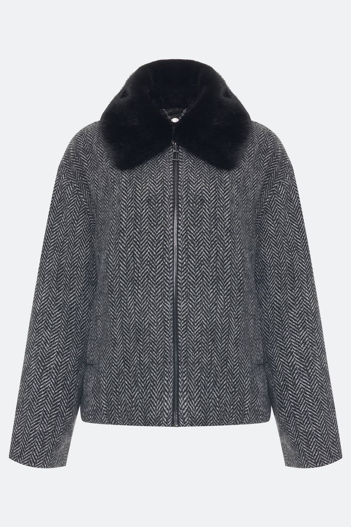 Лимитированная серия серая куртка с палантином, 40