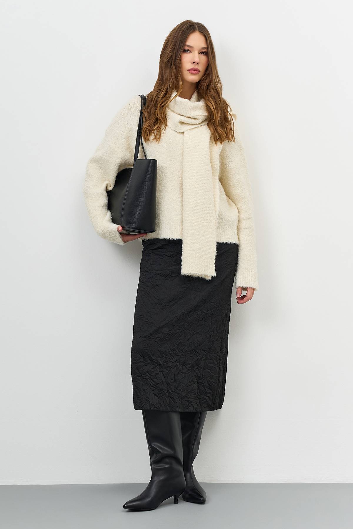 Юбка-плиссе из фактурной ткани, 40