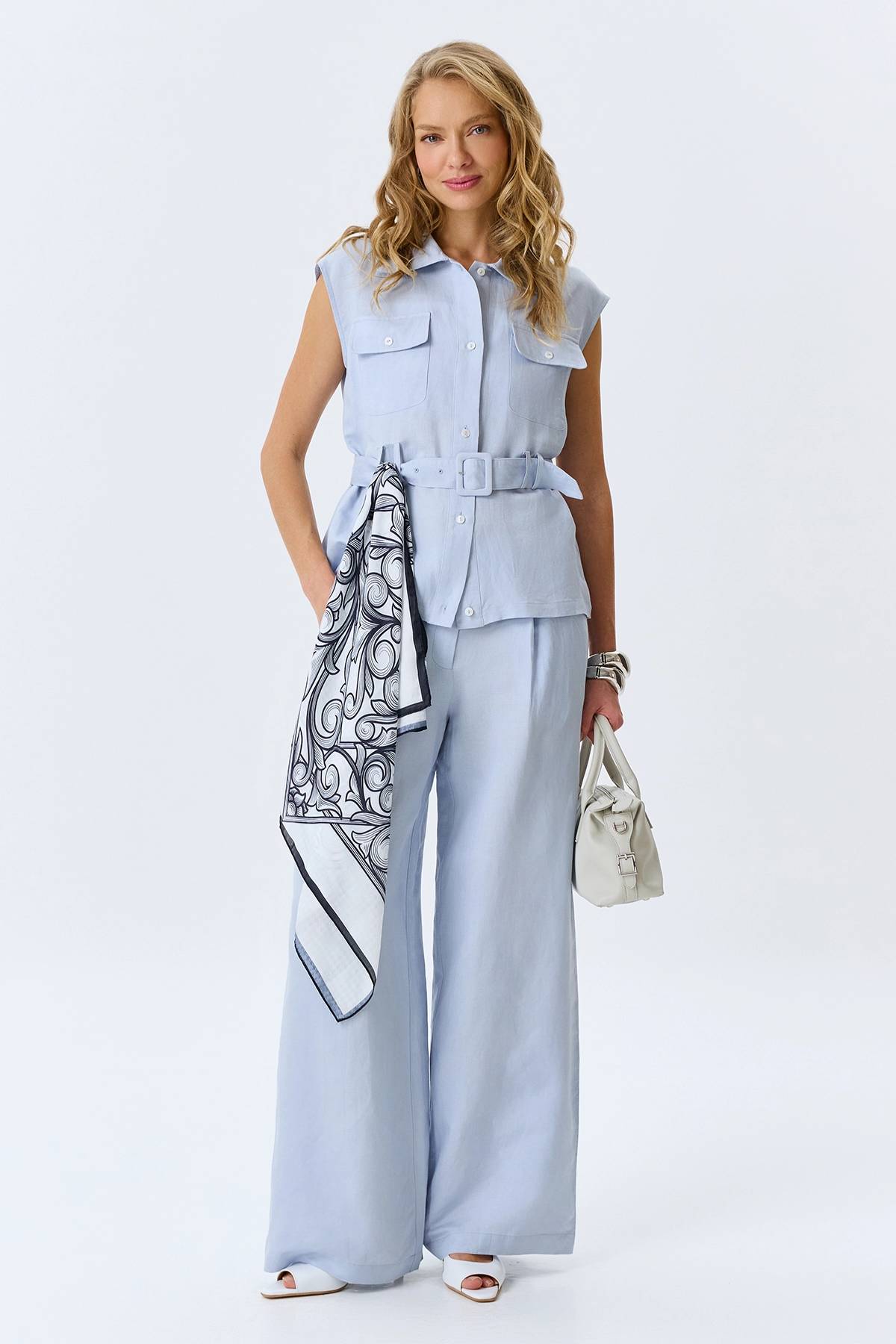 Яркие льняные брюки, 46