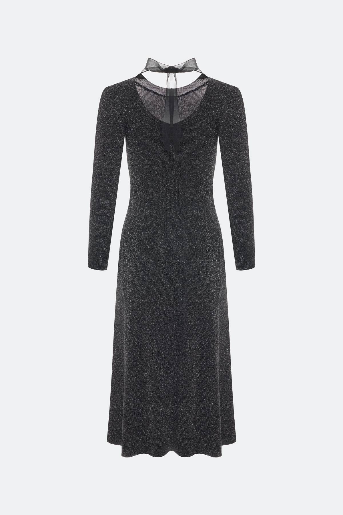 Лимитированная серия платье с мерцающим люрексом и отрытой спиной и ремень, 40