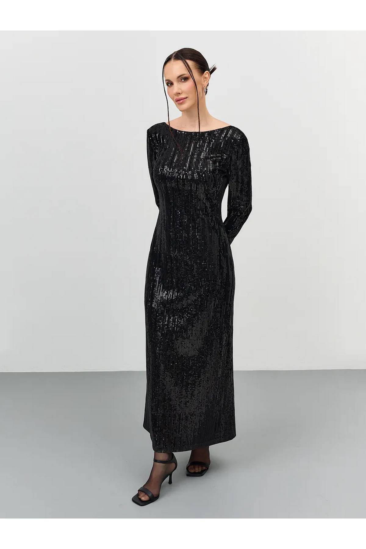 Лимитированная серия элегантное черное  вечернее платье и ремень, 44