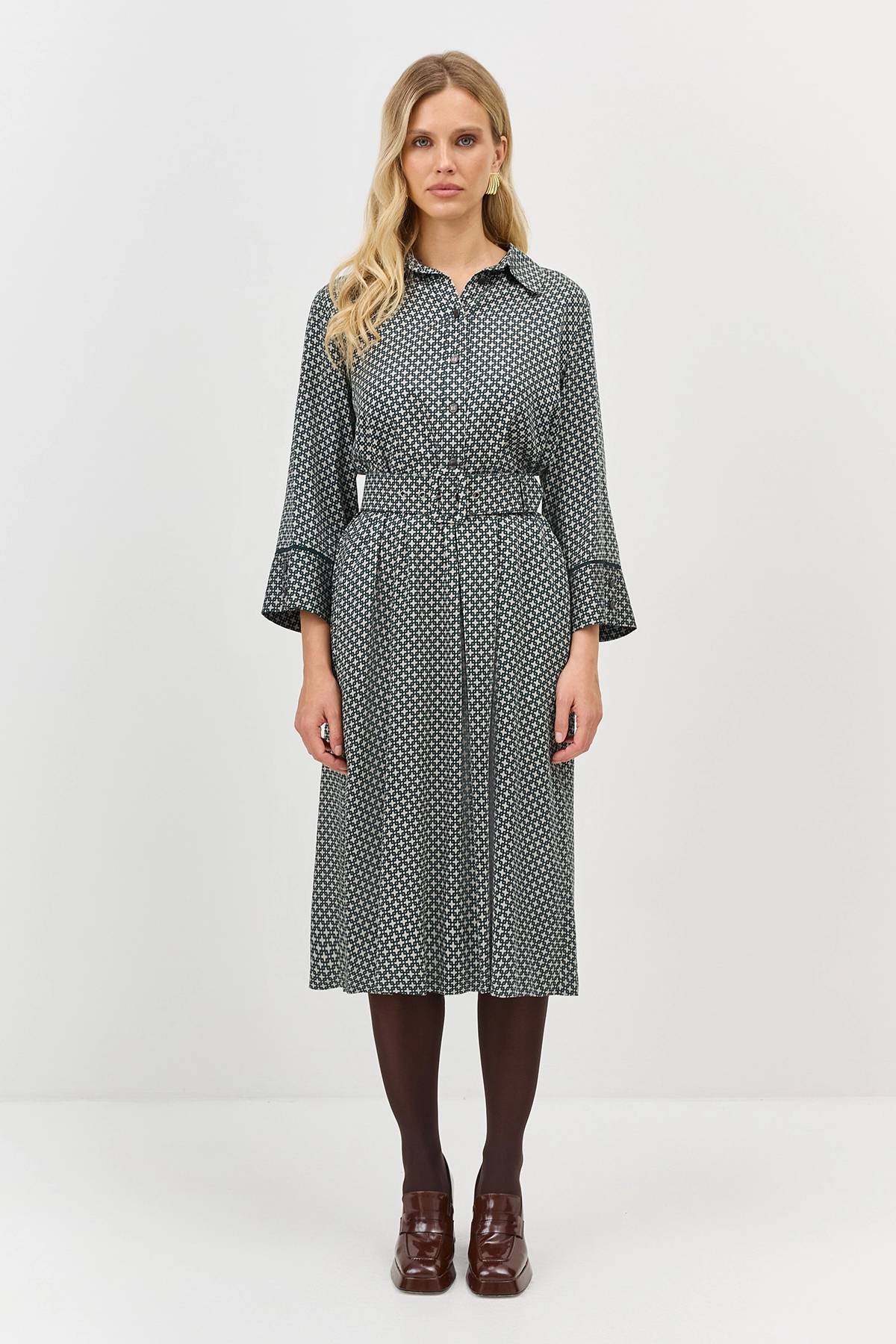 Лимитрированная серия платье рубашка с  принтом и ремень, 34