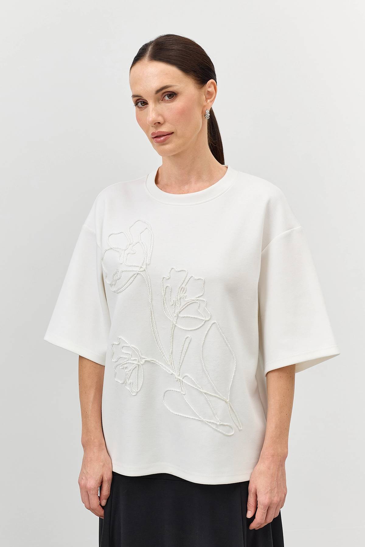 Лимитированная серия белый джемпер с палантином, 40