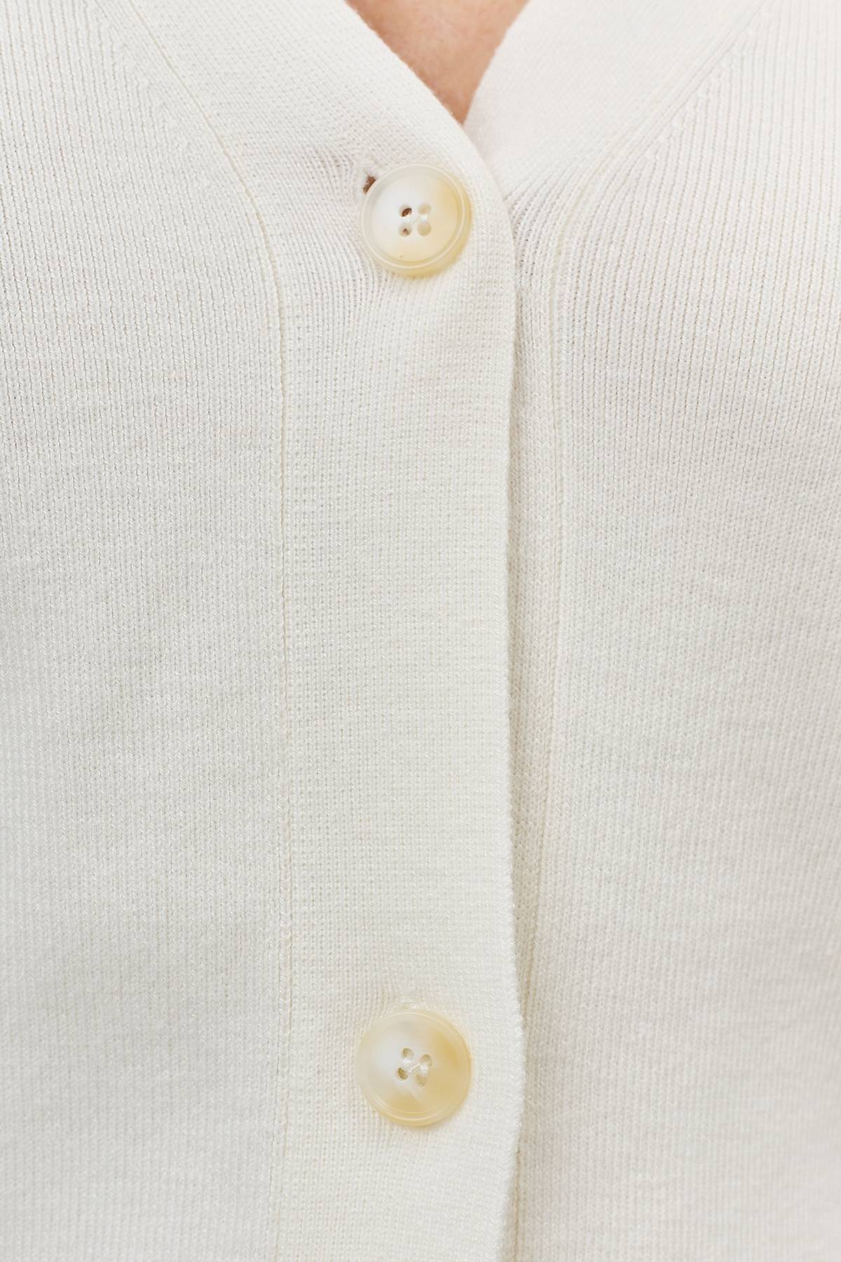 Классический белый кардиган с V-образным вырезом, 44