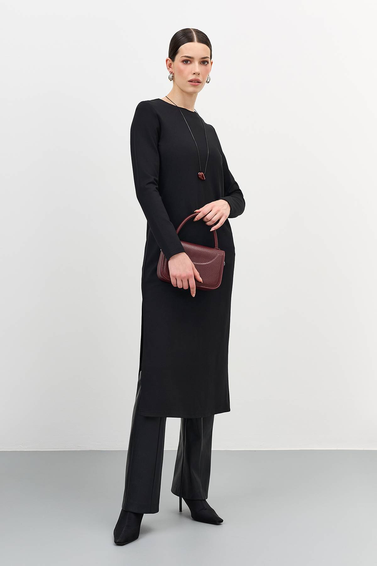 Лимитированная серия элегантное платье-миди с разрезом и ремень, 48