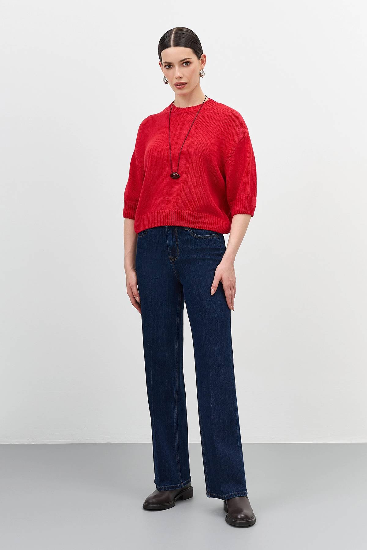 Лимитированная серия красный джемпер с ремнем, 40