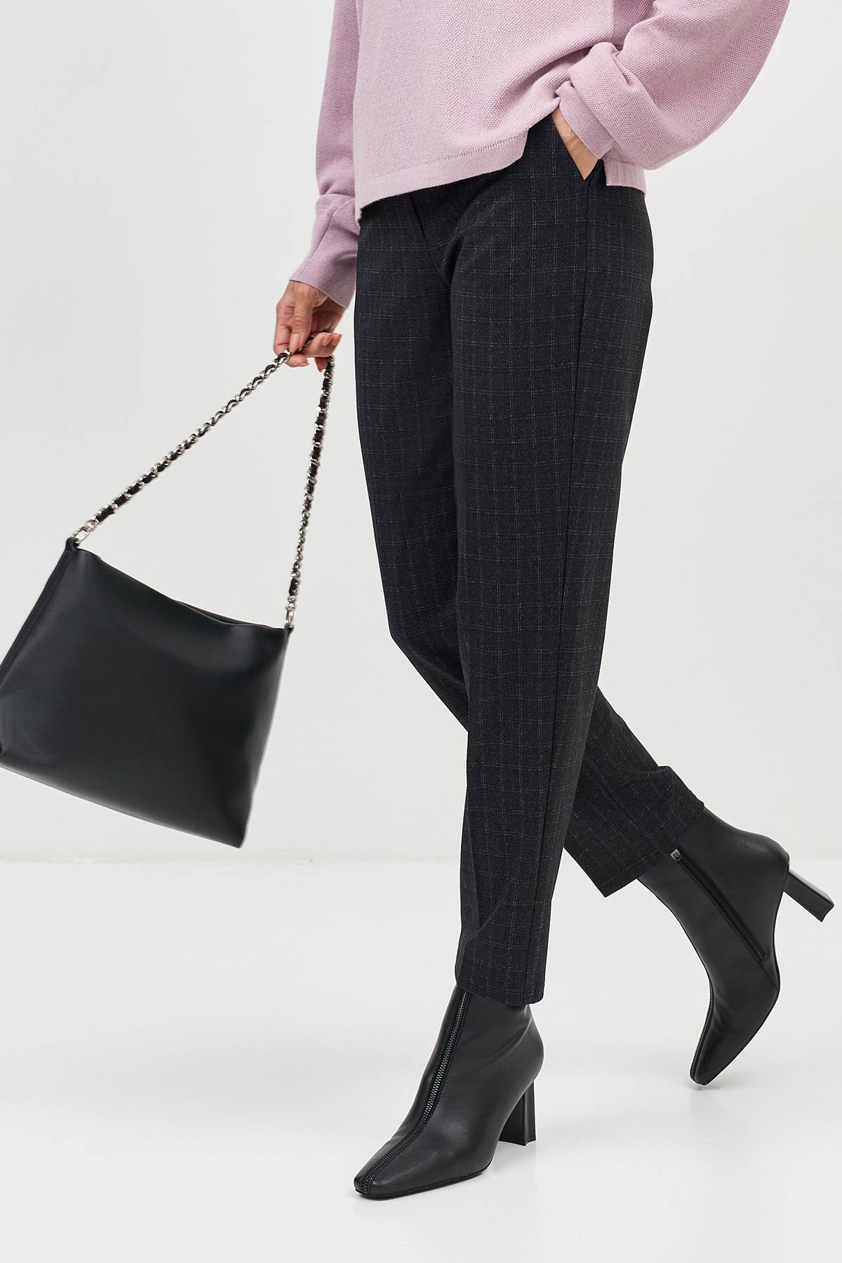 Лимитированная серия классические брюки в клетку с палантином, 38