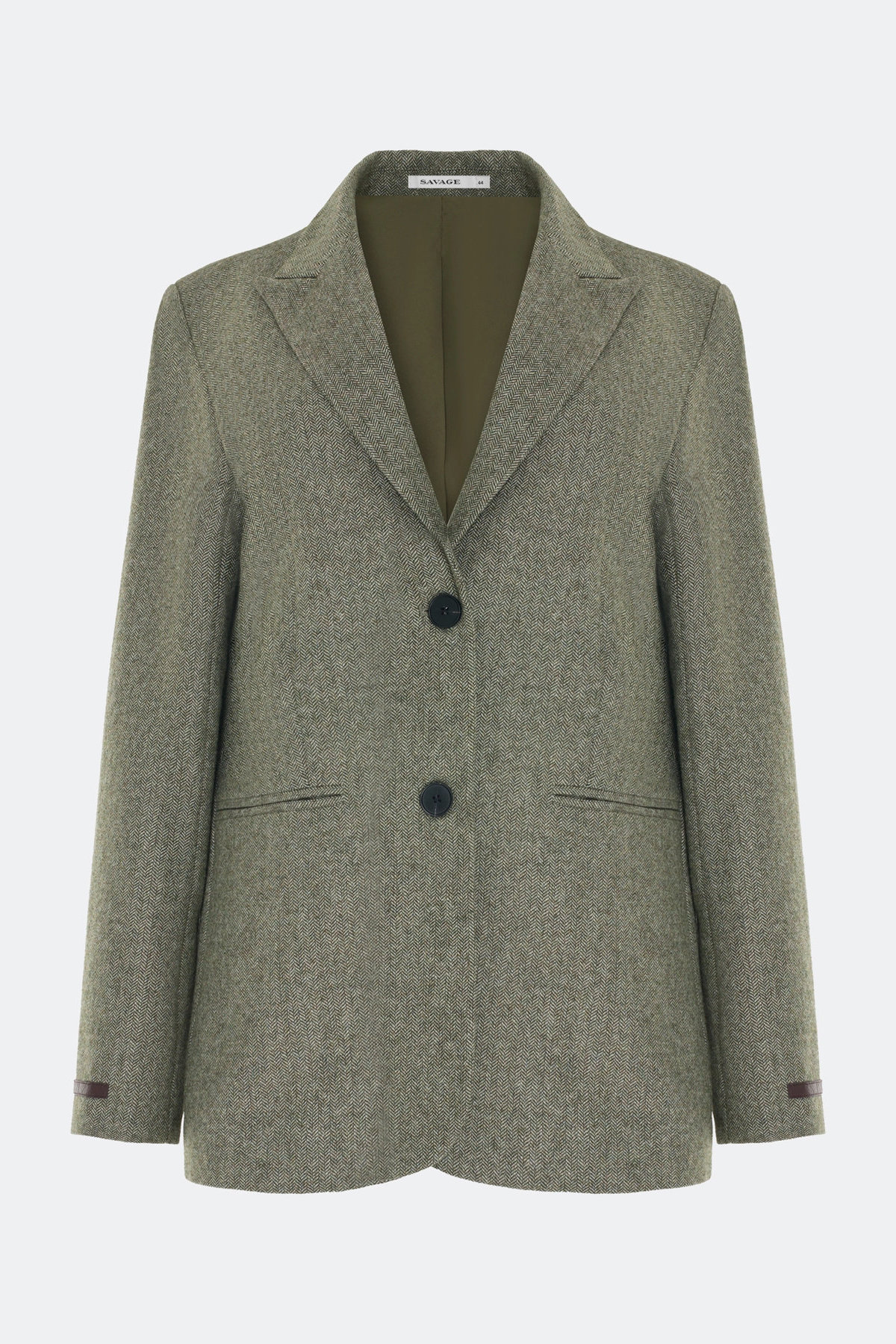 Классический оливковый жакет с узором Herringbone, 52