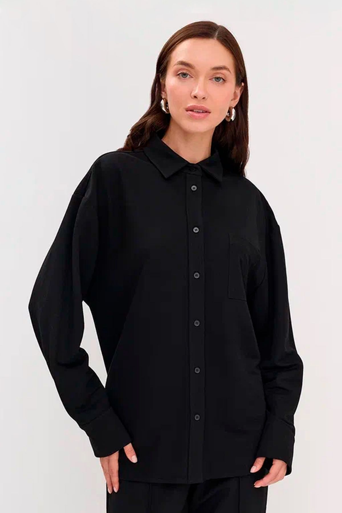 Чёрная однотонная блузка, 46р