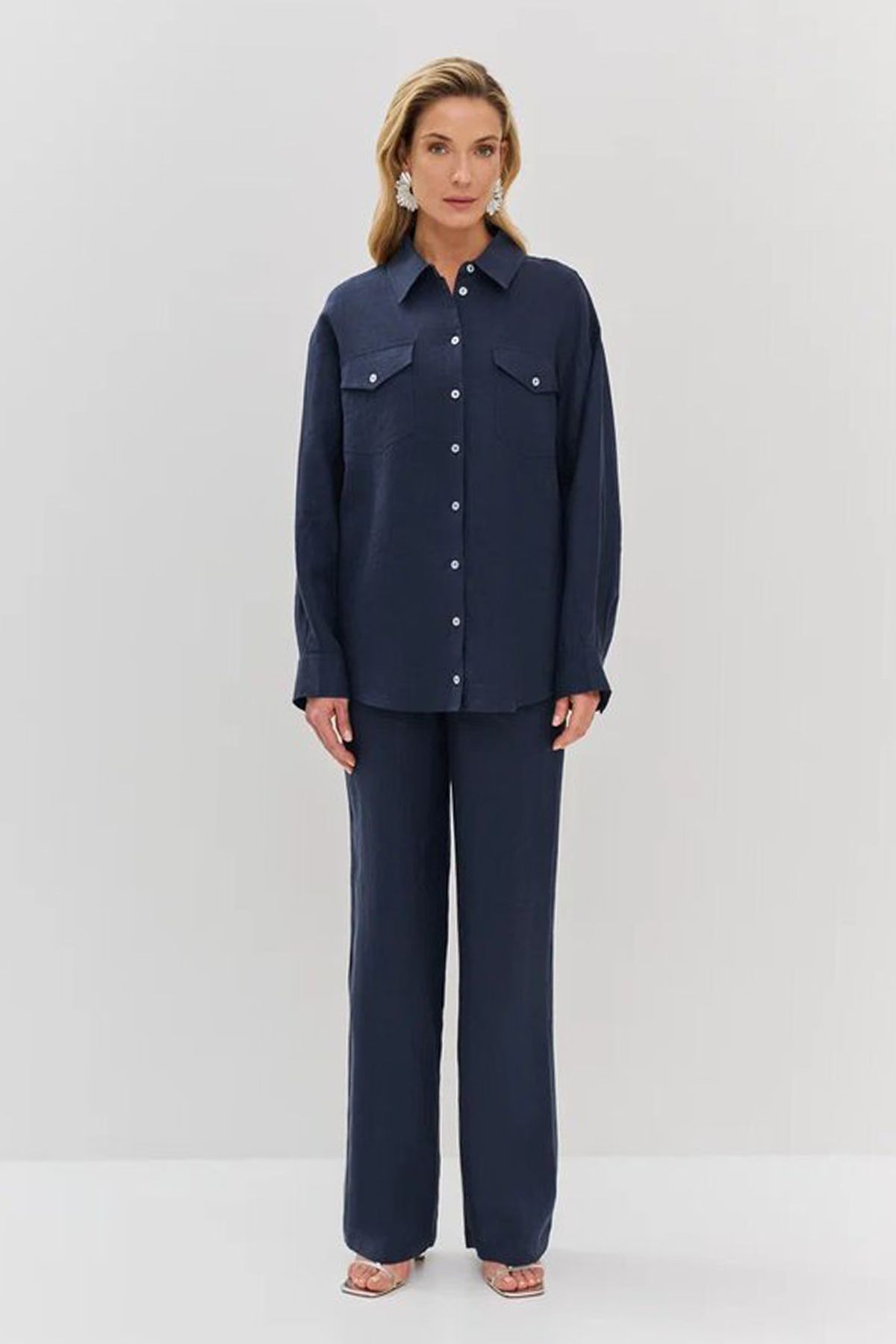 Льняные брюки прямого кроя, 44р