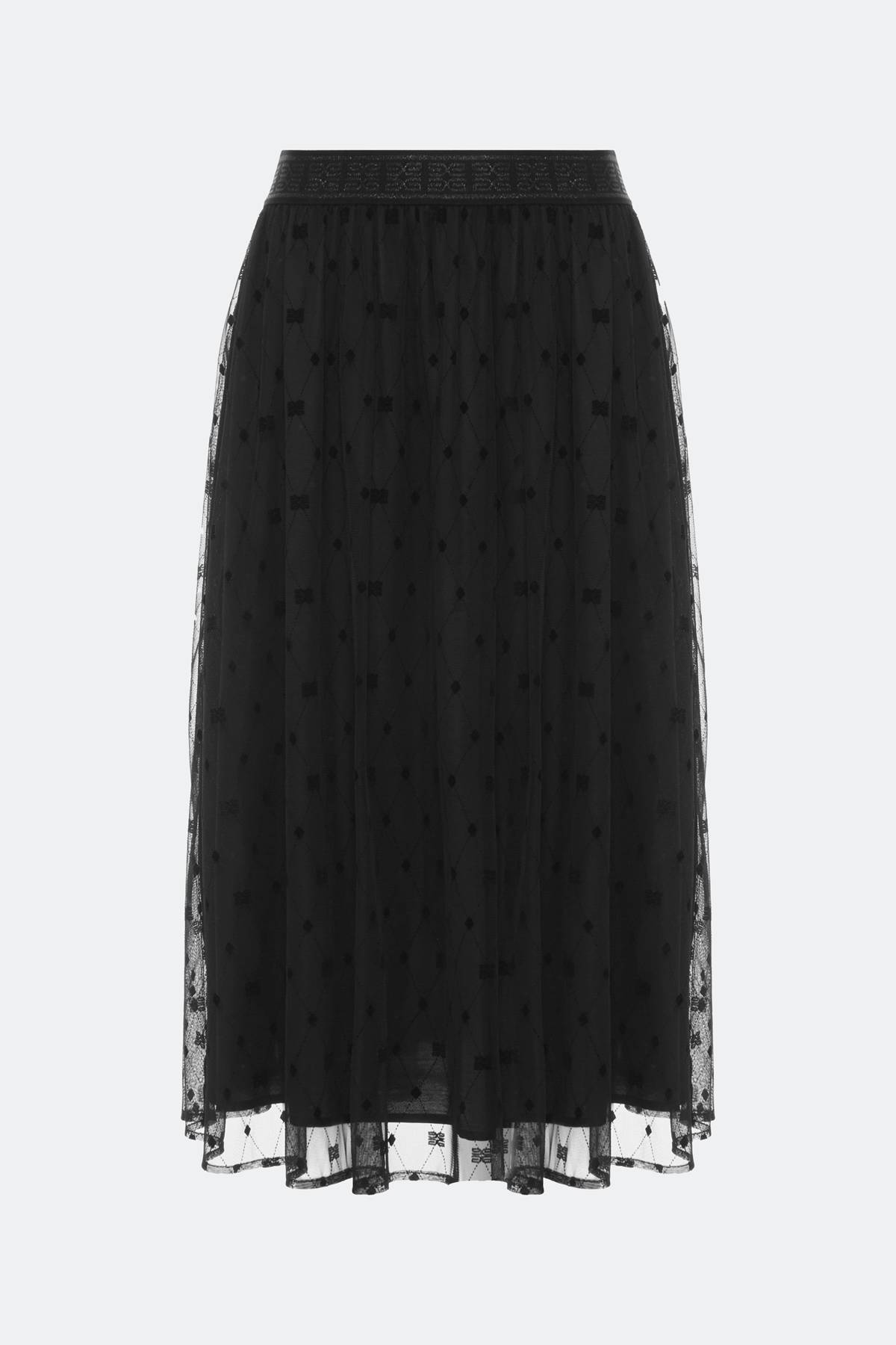 Лимитированная серия юбка из сетки с бархатным принтом и ремень, 34