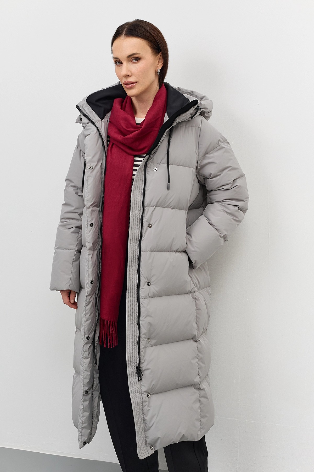 Длинный пуховик на натуральном утеплителе, 52