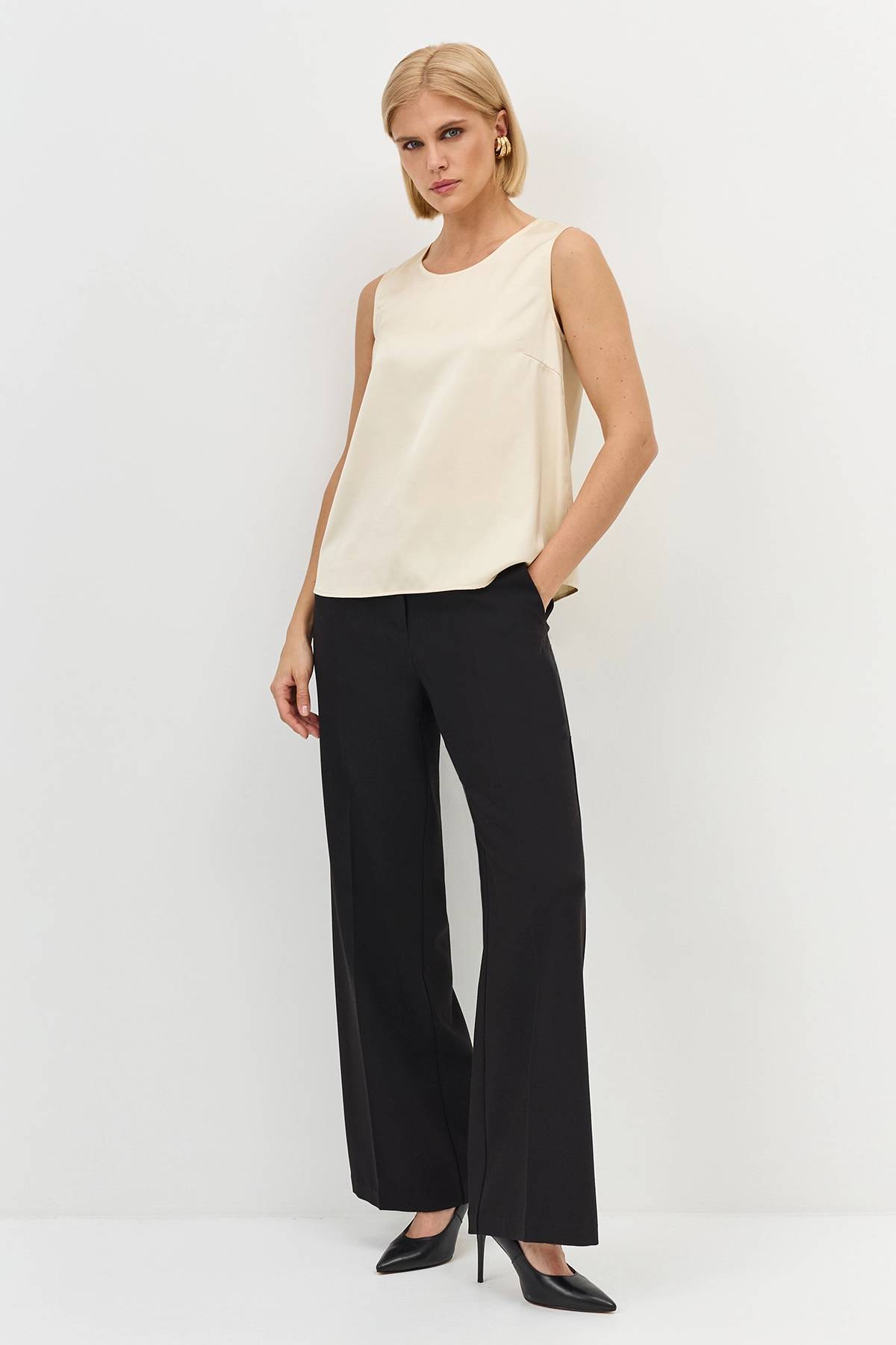 Лимитрированная серия широкие брюки с мягкими стрелками и ремень, 36