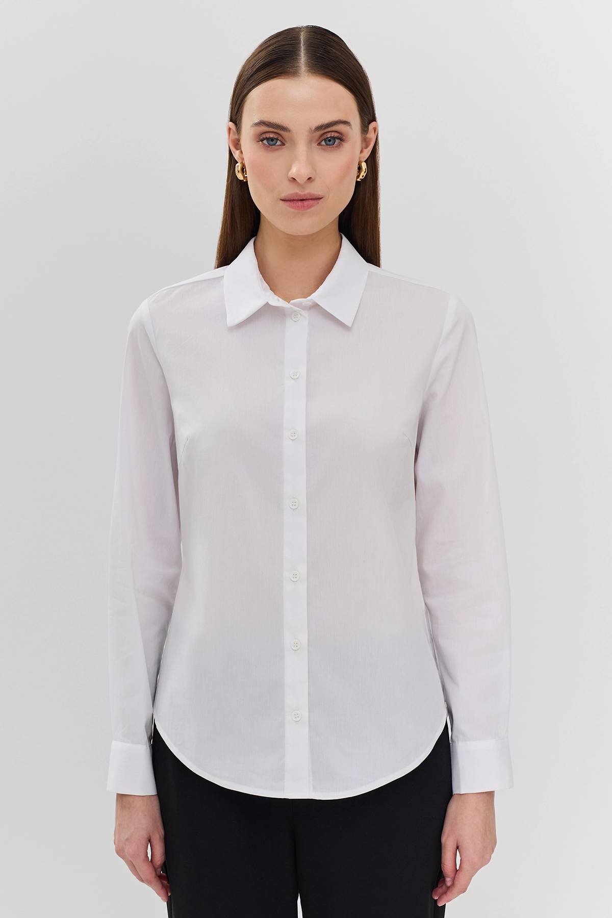 Лимитированая серия базовая рубашка из эластичного хлопка с ремнем, 44