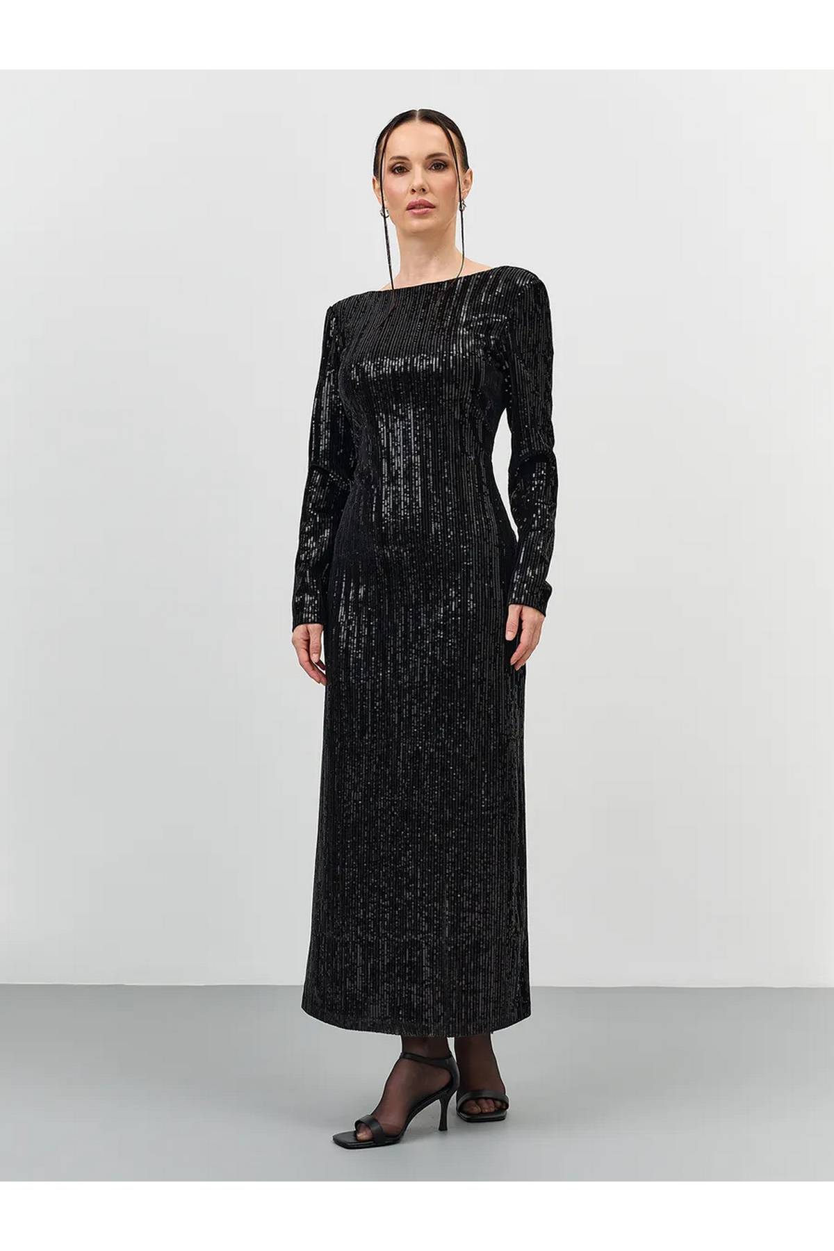 Лимитированная серия элегантное черное  вечернее платье и ремень, 44